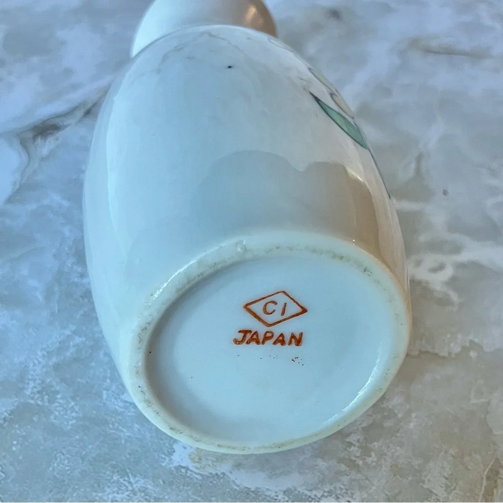 VTG ceramic cruet white/yellow daisies‎ Cl Japan sake/sauce serving pitcher